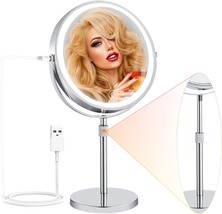 Dare Tobe 8&quot; Led Lighted Tabletop Makeup Mirror With Magnification,, Chrome. - $51.93