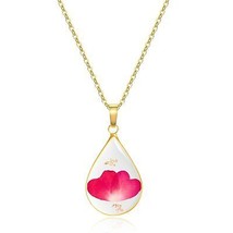 January Birth Flower Necklace for Women Carnation Real Pressed Flower Necklace H - $42.02