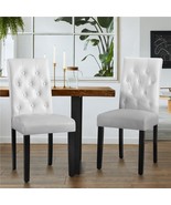 Accent Chairs Set of 2 Dining Chair White High-Back Tufted Armless Padde... - £137.07 GBP