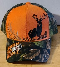 Deer Born To Hunt Hunter Hunting Baseball Cap ( Orange And Camouflage ) - £10.22 GBP