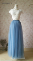 DUSTY BLUE Tulle Maxi Skirt Wedding Bridesmaid Custom Plus Size Tulle Skirt image 3