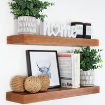 Homeforia Thick Industrial Kitchen Wood Shelf - 24 X 6 Point 5 Inch - Set Of 2 - - £71.51 GBP