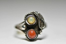 Coral ring Southwest MOP sterling silver girls women Size  5.75 - £27.29 GBP