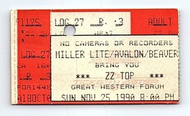 Zz Top Konzert Ticket Stumpf November 25 1990 Los Angeles California - $39.59