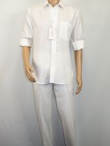 Men INSERCH premium Soft Linen Breathable 2pc Walking Leisure suit LS29116 white image 5