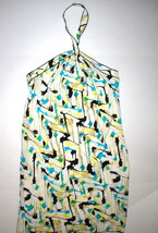 New Womens NWT $328 Dress 8 Worth Black Designer Silk White Blue Yellow Halter  - £261.16 GBP