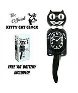 BLACK KITTY CAT CLOCK (3/4 Size) 12.75&quot; Free Battery MADE IN USA Kit-Cat... - $69.70 CAD