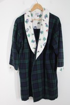 Vtg Unbranded Black Watch Tartan Plaid Flannel Cotton Short Robe No Belt - £14.93 GBP