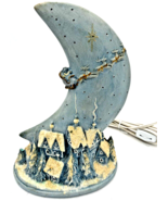 VTG 1970&#39;s Garry Sharpe crescent moon light blue ceramic christmas night... - $24.51