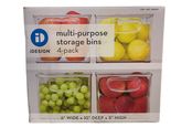 iDesign Multi Purpose Storage Bins 4Pk Clear Stackable 6 W x 10 D x 5 H ... - £25.57 GBP