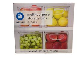 iDesign Multi Purpose Storage Bins 4Pk Clear Stackable 6 W x 10 D x 5 H BPA Free - £25.57 GBP