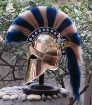 Medieval Greek Corinthian Armour Helmet Blue &amp; White Plume Knight warrior helmet - £122.95 GBP