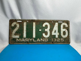 Antique 1925 Maryland 211-346 MD Green &amp; White Vehicle License Plate 15.... - £79.60 GBP