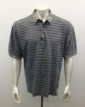 Brooks  Men&#39;s Extra Large 100% Cotton Two Tone Gray Striped Polo Shirt - $10.78