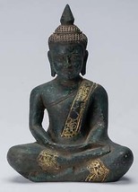 Ancien Khmer Style Bois Assis Statue De Bouddha Dhyana Méditation Mudra ... - £173.25 GBP
