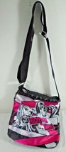 Monster High Black Adjustable Shoulder Purse Bag pink black white satin - £5.75 GBP