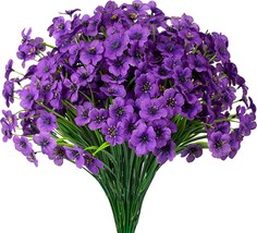 15 Bundles Artificial Flowers Uv Resistant Outdoor Plants No Fade Faux, Purple - £25.16 GBP