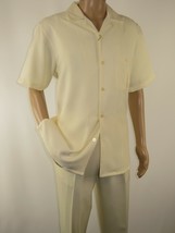 Men 2pc Walking Leisure Suit Short Sleeves By DREAMS 256-05 Cream New - $99.99