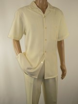 Men 2pc Walking Leisure Suit Short Sleeves By DREAMS 256-05 Cream New - £78.65 GBP