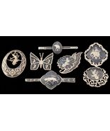 Schöne Sterling Silber Siam Niello Emaille Broochs &amp; Krawatte Clips Viele 7 - $8,385.64 MXN