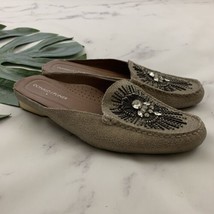 Donald J Pliner Womens Loafer Mules Size 7 Silver Leather Rhinestone Beaded - $38.60