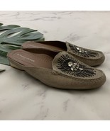 Donald J Pliner Womens Loafer Mules Size 7 Silver Leather Rhinestone Beaded - $38.60