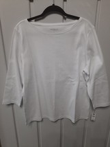 Talbots Cotton 3/4 Sleeve Ballet Neck Tee NWT White Sz XL - £22.10 GBP