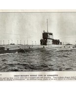 1914 British Navy Submarine Great Britain WW1 Print Antique Military War  - £31.46 GBP
