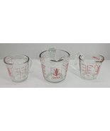3 VTG Anchor Hocking Glass Kitchen Measuring Cup Lot 1 &amp; 2 Cups USA 24 17 7 - €20,99 EUR