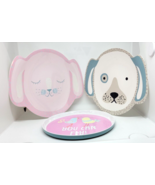 Pottery Barn Set of Three  Melamine Plastic Kids Plates DOG BUNNY &amp; YOU ... - $18.99