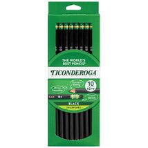 Ticonderoga Wood-Cased Pencils, Pre-Sharpened, 2 HB Soft, Black, 10 Count - £10.19 GBP