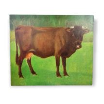 Contemporary Portrait of a Brown Cow Print Decorative Wall Hanging Art - 14 x12 - £12.55 GBP