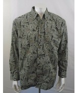 Field &amp; Stream Green Fishing Theme Long Sleeve Button Down Men&#39;s Shirt S... - $10.78