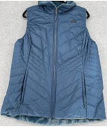 The North Face Women’s Reversible Insulated Puffer Vest Blue Faux Fur Lined Zip - $52.46