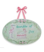 New WALL PLAQUE Kids Room BUNDLE OF JOY Stork Bassinet Jane Farrimond ST... - £7.70 GBP