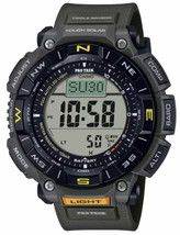 Casio Pro Trek PRG340-3E Men&#39;s Digital Altimeter Thermometer Compass Green Watch - £217.58 GBP