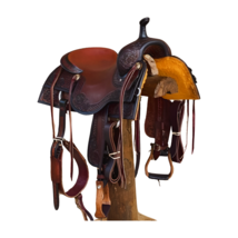 Western Dark Brown Oiled Leather Roper Wade Saddle with Hand - £1,180.70 GBP