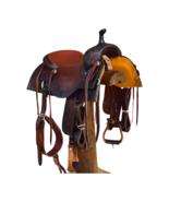 Western Dark Brown Oiled Leather Roper Wade Saddle with Hand - £674.63 GBP