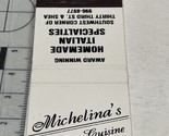 Matchbook Cover Michelins’s Italian Quinine  Restaurant Glendale AZ gmg ... - £9.95 GBP