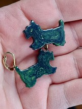 VIntage Green Swirl Lucite Scottie Dog Clip-On earrings -one back needs glued - £27.23 GBP