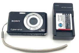 Sony Cybershot DSC W220 12.1 MP Black Steady Shot Digital Camera TESTED - £90.31 GBP