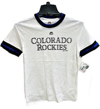 Majestic Jugendlich Colorado Rockies Doppelschichtig Kragen Ss T-Sh Weiß M - $12.88