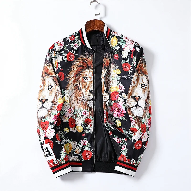 Hip Hop  Print Bomber Jacket Men Streetwear Fashion  Label  Varsity Jacket  Wome - £163.75 GBP