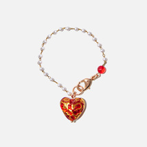 Handmade Czech Glass Beads Crystal Bracelet - Passion&#39;s Golden Heart - £28.76 GBP