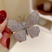 Butterfly Brooches for Women Silver Color Luxury Design High Grade Insect Lapel - £22.77 GBP