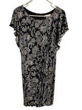 White House Black Market Knee Length  Dress Womens Size 6 Floral Knit Fa... - $18.62