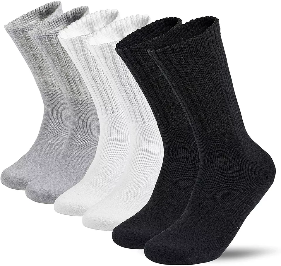 6 Pairs Mixed Color Men&#39;s Plain Crew Socks Size 9-11 - $22.00