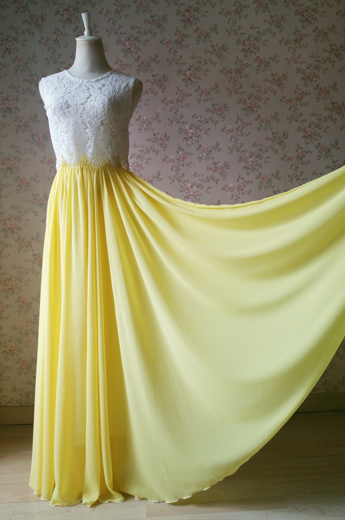 Yellow silk chiffon skirt 2