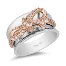 Enchanted Disney Art Deco Ring 1/3 CTTW Snow White Bow Anniversary Wedding Bands - £60.12 GBP