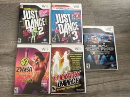 5 Lot Nintendo Wii JUST DANCE 2 &amp; 3, Country Dance, Zumba Fitness, Black Eyed Pz - £20.84 GBP